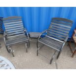 PAINTED WOOD & METAL ROCKING GARDEN LOVE CHAIRS