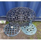 CAST METAL PARASOL STAND, DECORATIVE CAST METAL GRATE ETC.