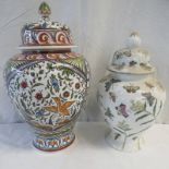 ORIENTAL LIDDED VASE WITH BUTTERFLY AND FLOWER DECORATION, WITH CHARACTER MARK,