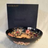 MOORCROFT BOWL WITH FLORAL DECORATION WITH IMPRESSED MARK & MONOGRAMMED,