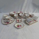 ROYAL ALBERT TEASET WITH FLORAL DECORATION TO INCLUDE CUPS, SAUCERS, SIDE PLATES,