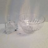 ROYAL KONA FULL LEAD CRYSTAL OWL SCULPTURE, 14 1/2 CM TALL, WATERFORD 'MARQUIS; CRYSTAL BOWL,