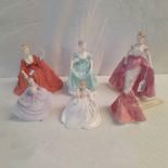 6 COALPORT FIGURES OF VARIOUS SIZES, MILLENNIUM DEBUT 7096/7500, LADIES OF FASHION MADELAINE,