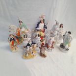 LARGE SELECTION OF SCOTTISH POTTERY FIGURES, & STAFFORDSHIRE WILL WATCH, ETC, TALLEST 38.