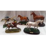 5 FIGURES FAMOUS RACE OF HORSES ALL ON BASES: RED RUM, DESERT ORCHID, ARKLE,