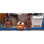 PAIR LACQUER BOOKENDS, GLASS DECANTER BOWL, PLATES ETC, WATER PURIFIER,
