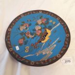 CLOISONNE PLATE WITH NATURE SCENE DECORATION,