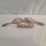 3 PIECE SILVER BACK BRUSH AND MIRROR SET - **** SOLD PLUS VAT ON THE HAMMER PRICE