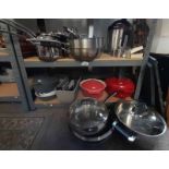 EXCELLENT SELECTION STAINLESS STEEL POTS, LE CREUSET WARE POTS, CUTLERY,