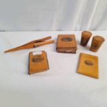 6 PIECES MAUCHLINE WARE INCLUDING GLOVE STRETCHERS,
