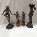 PAINTED ART DECO STYLE STATUE OF A LADY - 50 CM TALL,