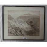 WENDY WOOD 'OLIMET - CORSICA' SIGNED FRAMED WATERCOLOUR 24 CM X 30 CM