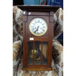 MAHOGANY WALL CLOCK WITH SILVERED DIAL