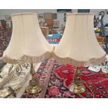 PAIR OF BRASS BODIED TABLE LAMP WITH SHADES