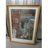A MACADAM 'THE ANTIQUES COLLECTOR' SIGNED FRAMED PASTEL 71 CM X 51 CM