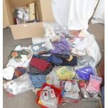 LARGE BOX CONTAINING VARIOUS ARTISTS SUPPLIES, FABRICS, THREAD,