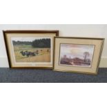 2 FRAMED PRINTS, GRAHAM DEERE, 'REAPING THE BARLEY', SIGNED IN PENCIL,