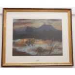 A MACDONALD DUSK SCENE SIGNED FRAMED PASTEL 44 X 59 CM