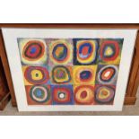 LARGE FRAMED PRINT BY WASSILY KANDINSKY, FARBSTUDIE QUADRATE,