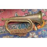 COPPER & BRASS BUGLE WITH ROYAL ARTILLERY BADGE TO BODY
