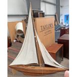 LARGE HAND BUILT POND YACHT WITH SAILS,