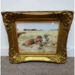 W MCTAGGART CHILDREN PICKING FLOWERS UNSIGNED GILT FRAMED PRINT 36 X 46 CM