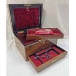 19TH CENTURY MAPEL JEWELLERY BOX WITH FITTED SECTIONAL INTERIOR, FOLD OUT MIRROR,