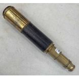 LATE 19TH / EARLY 20TH CENTURY LACQUERED BRASS 3 DRAW TELESCOPE WITH SLIDING LENS COVERS AND A