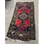 MIDDLE EASTERN RED AND BLUE RUNNER / RUG,
