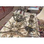 12 BRANCH METAL AND GLASS CHANDELIER WITH 2 OTHERS -3- (AF)