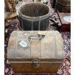 METAL BOUND WOODEN PAIL AND A SMALL CHEST TRUNK -2-