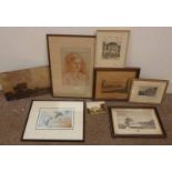 SELECTION OF OIL PRINTS ETC TO INCLUDE ; FRAMED PORTRAIT OF A YOUNG BOY. MONOGRAMED H.H.