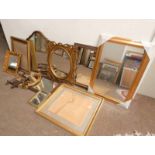 SELECTION OF VARIOUS MIRRORS INCLUDING GILT FRAMED, BEVELLED EDGE ETC.