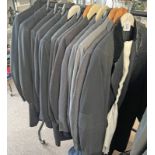 13 COAT HANGERS CONTAINING MENS GARMENTS SUCH AS DOLCE & GABBANA JACKET,