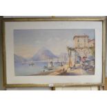 GILT FRAMED WATERCOLOUR OF A MEDITERRANEAN SCENE, UNSIGNED,