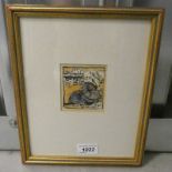 JAMES WATTERSON HERALD 'MEDITATION' LABEL TO REVERSE FRAMED WATERCOLOUR PROV.