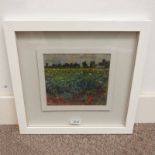 RICHARD HUNTER - (ARR) 'TURNIP FIELD' LABEL TO REVERSE FRAMED OIL PAINTING 19 CM X 21 CM