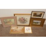 SELECTION OF FRAMED WATERCOLOURS ETC,. TO INCLUDE ; A.F. PATTIN 'COTTAGE BY THE LOCH', SIGNED, H.