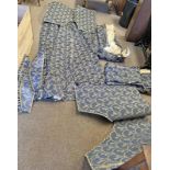 TWO PAIRS OF BLUE CURTAINS (279CM X 195CM) WITH MATCHING PELMETS AND TIE BACKS Condition
