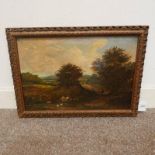 HG JUTSUM 'FIGURES ON A PATHWAY' SIGNED 19TH CENTURY GILT FRAMED OIL PAINTING 39 CM X 59 CM