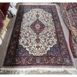 MIDDLE EASTERN BLUE & CREAM FLORAL DECORATED RUG,