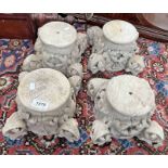 4 CARVED HARDSTONE PLINTHS.