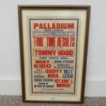 FRAMED ADVERTISING POSTER FROM THE PALLADIUM THEATRE, EDINBURGH, MONDAY 23RD APRIL 1951,