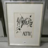 WYNDHAM LEWIS TIMON ATHEN - 'ACT IV' SIGNED FRAMED BOOK PRINT 31 CM X 22 CM