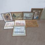 SELECTION OF WATERCOLOURS, PRINTS, ETC TO INCLUDE; E G WILLIAMSON, THE LODGE GATES,