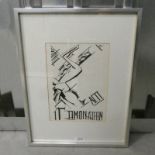 WYNDHAM LEWIS 'TIMON ATHEN - ACT 1' SIGNED FRAMED BOOK PRINT 31 CM X 22 CM