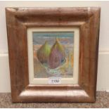 ANN PATRICK - (ARR) 'FIGS ON CHINESE PLATE' SIGNED FRAMED OIL PAINTING PROV.