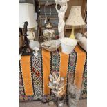 ORIENTAL GLOBAL DECORATED TABLE LAMP, FIGURAL TABLE LAMP ETC.