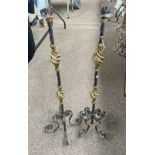 PAIR OF WROUGHT IRON CANDLE STICK STANDS 77CM TALL