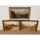 3 FRAMED OIL PAINTINGS, E.M.